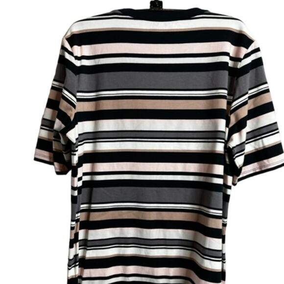 Isaac Mizrahi Live! Crew Neck Elbow-Sleeve Stripe Printed Knit Top Sz L - Picture 9 of 9